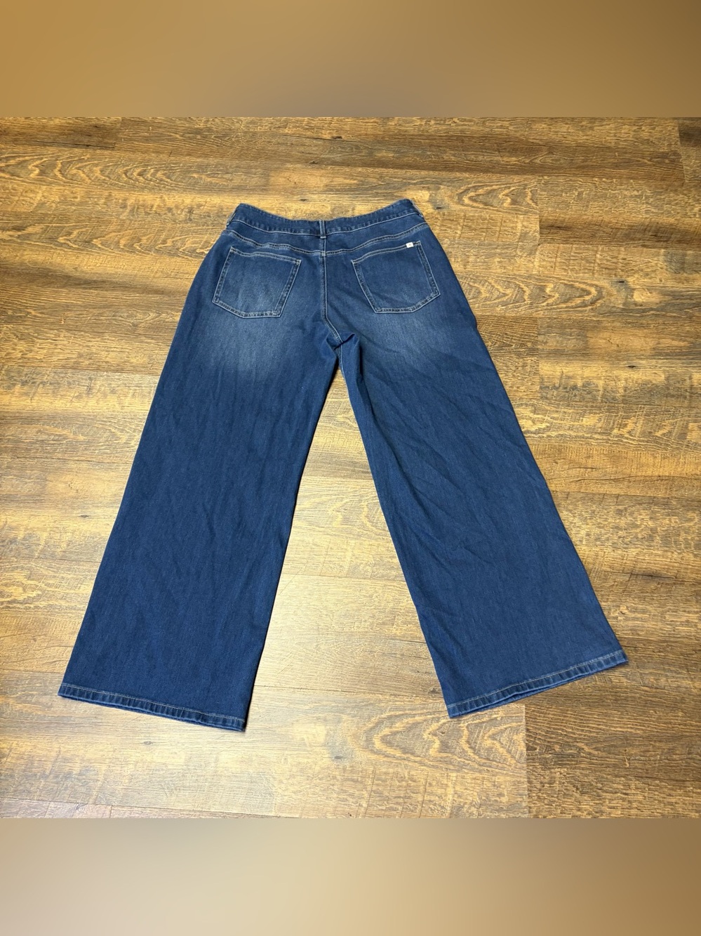 Halara Flex Denim Asymmetric Low Rise Button Zip Wide Leg Jeans Womens Medium - Picture 9 of 11